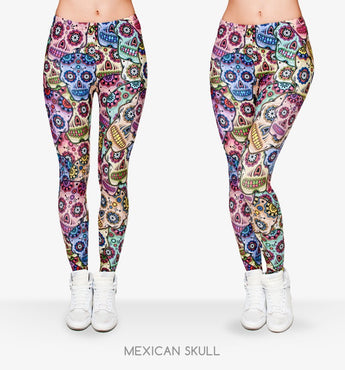 Classic 3D Print Mexican Skull Leggings Women Causal Jeggings Sexy Leggins Tayt Fitness Legging Calzas Mujer Soft Legins Girls